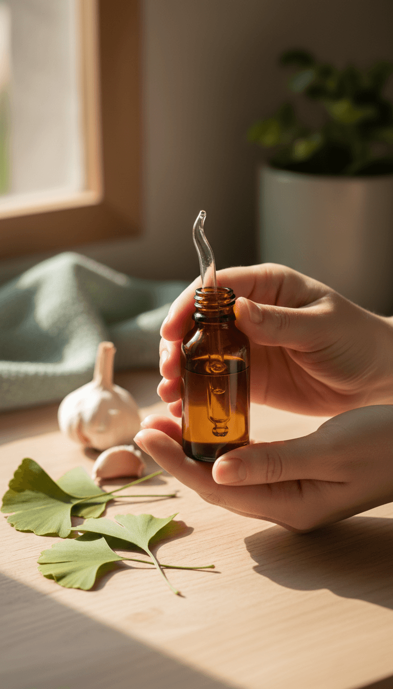 Echoxen Drops amber bottle with dropper and natural herbal ingredients