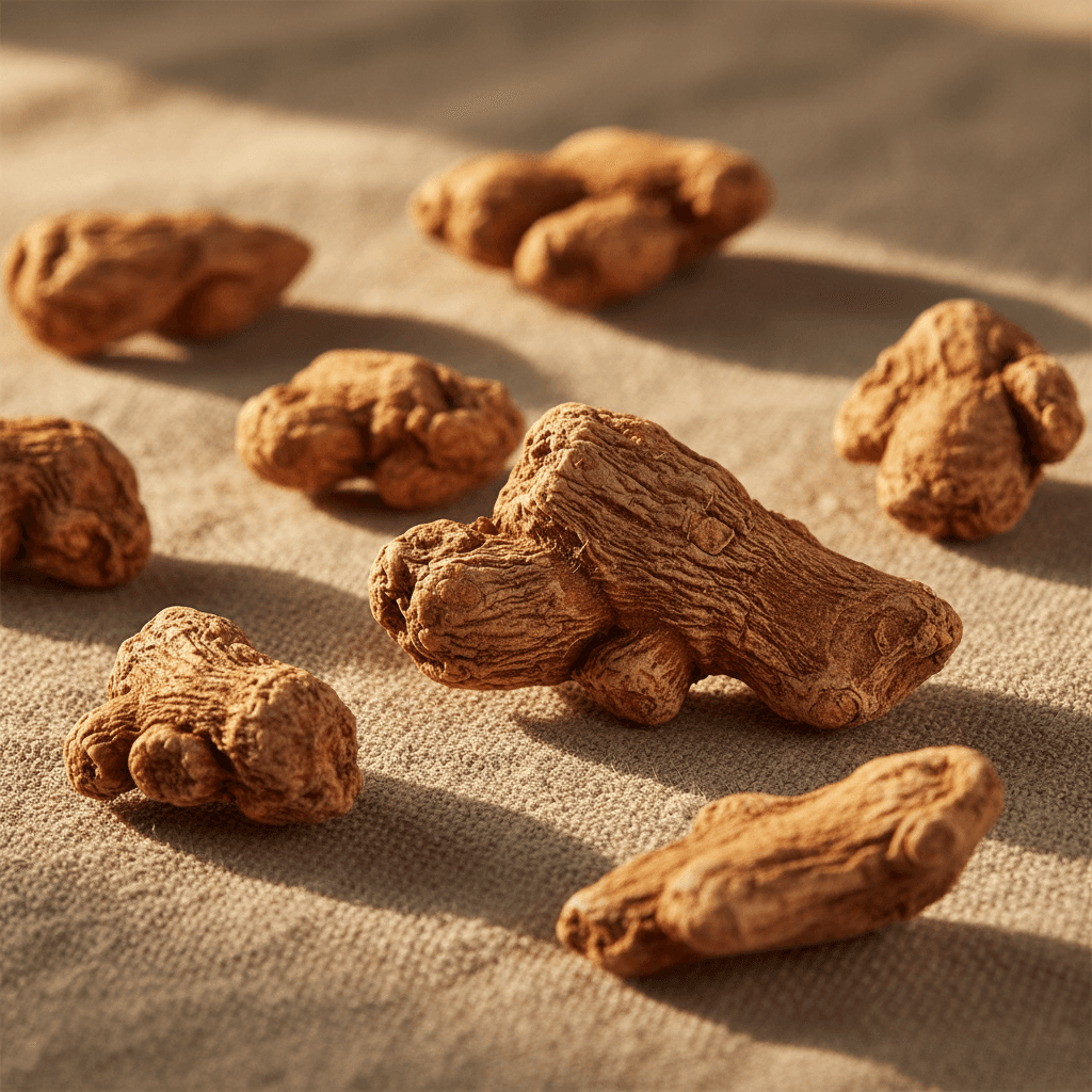 Dried ginger root pieces