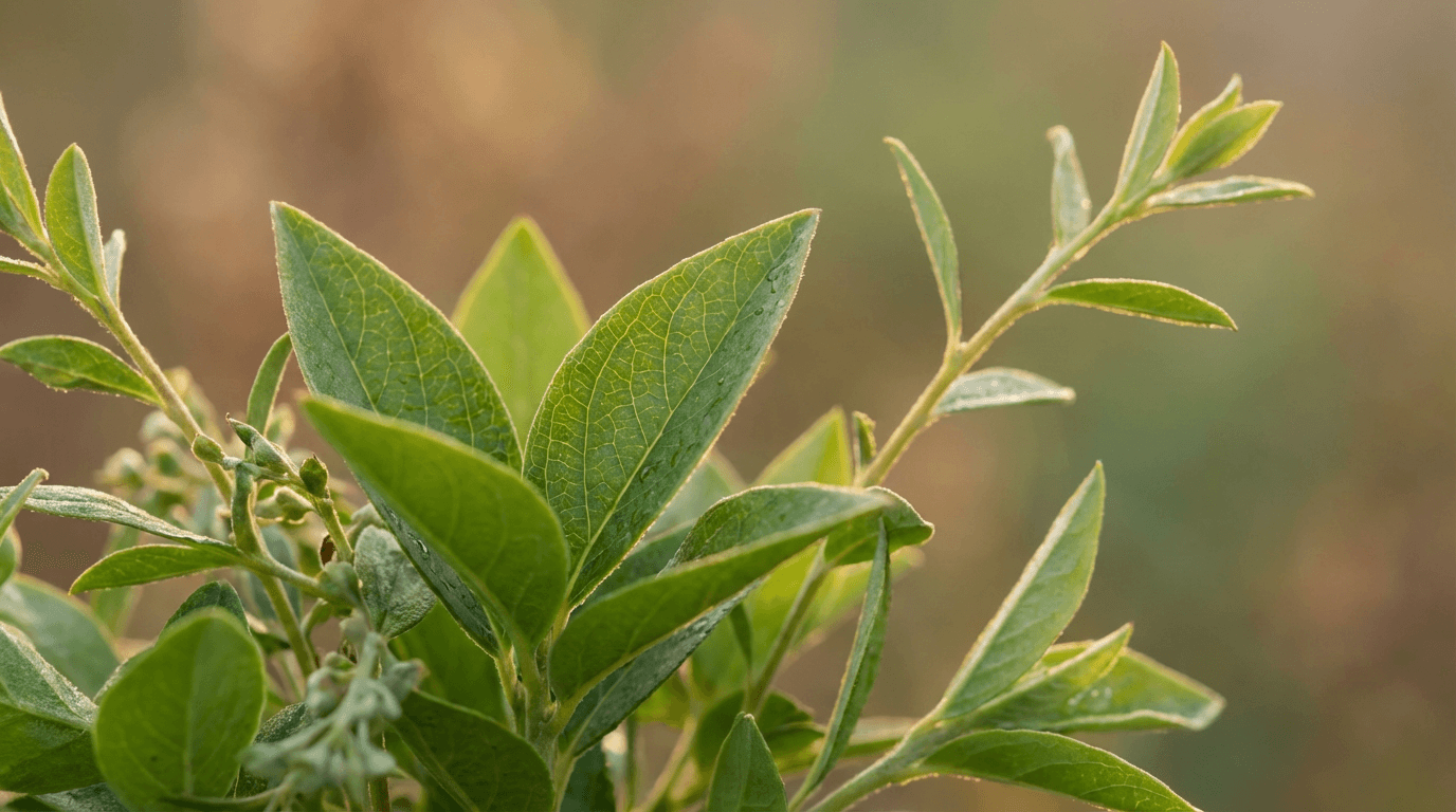 Fresh ginger plant leaves and flowers
